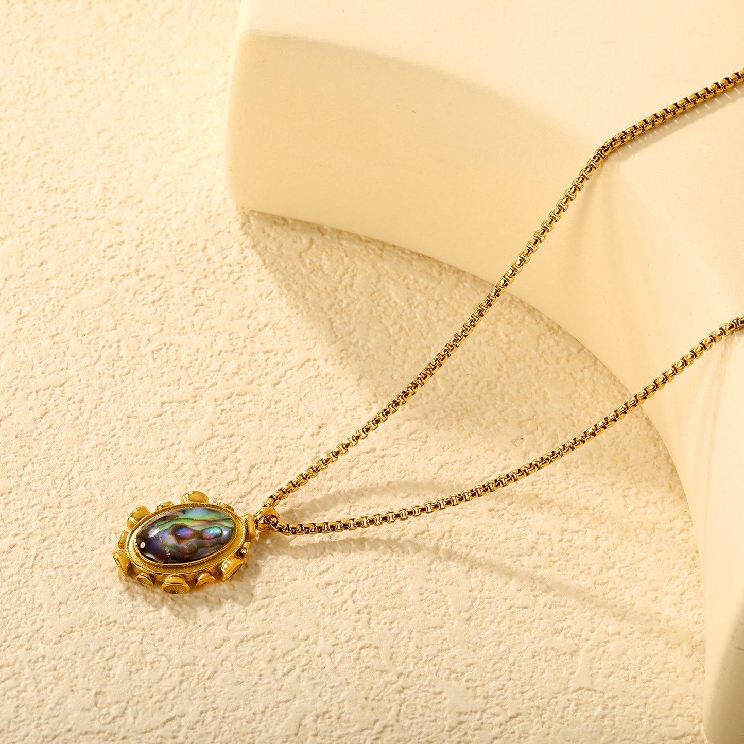 304L Stainless Steel Box Chain Abalone Necklace Factory
