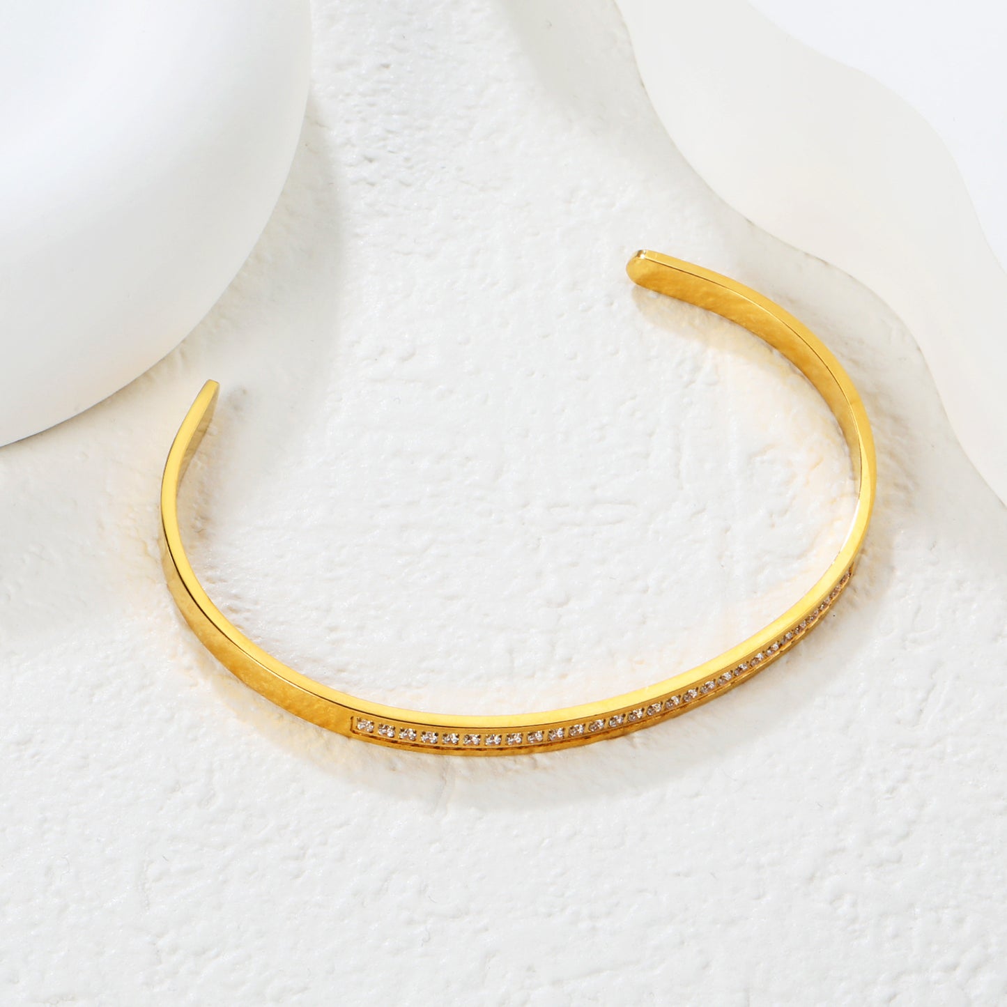 Bulk PVD Gold Bold Double-Layer Wide Domed Open Bangle