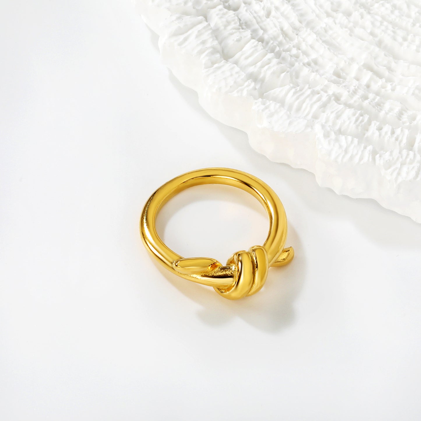 Bulk Gold Plated Knot Ring 304L Steel Closed Stackable Band Hypoallergenic