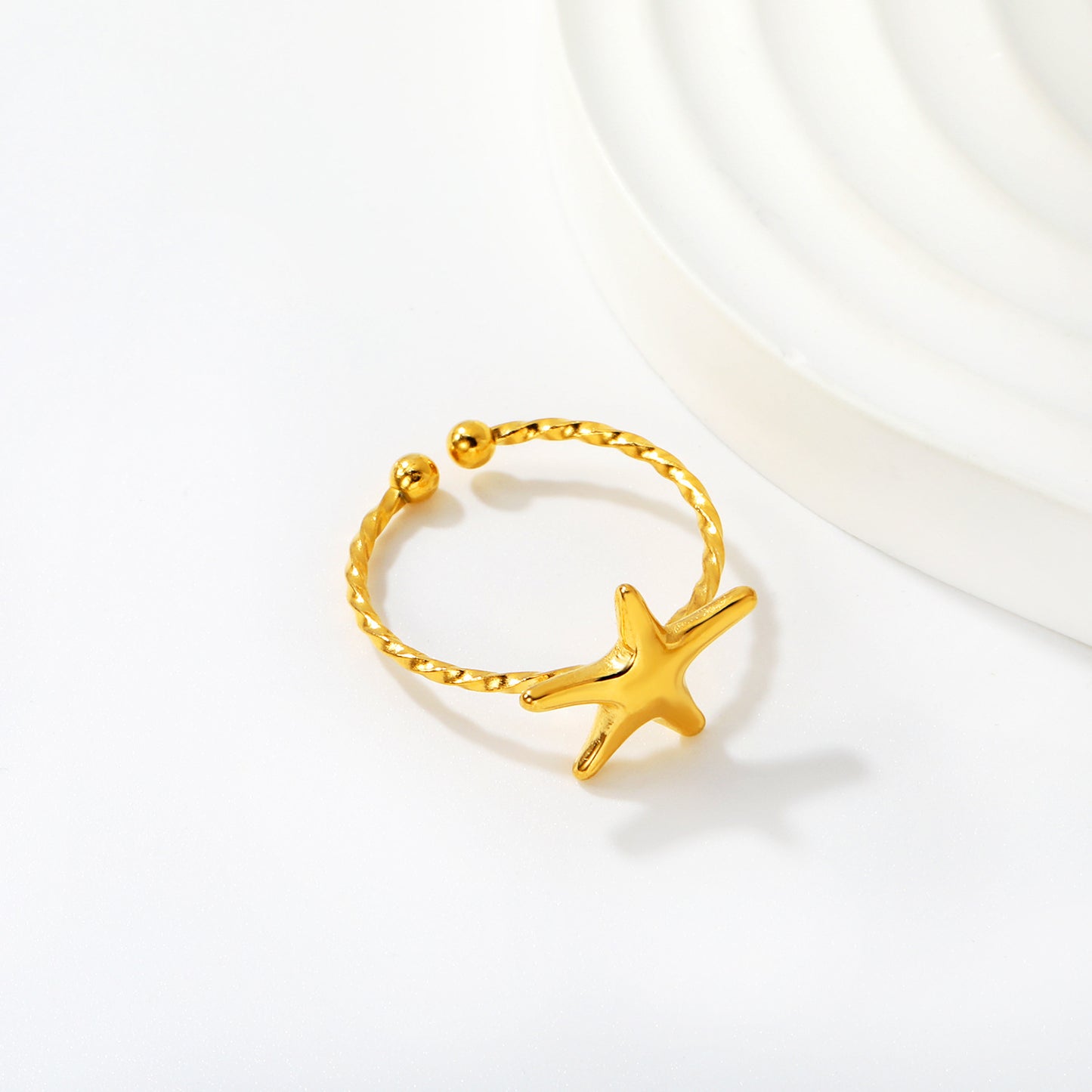 Summer 304L Stainless Steel Starfish Ring | Waterproof Beach Jewelry