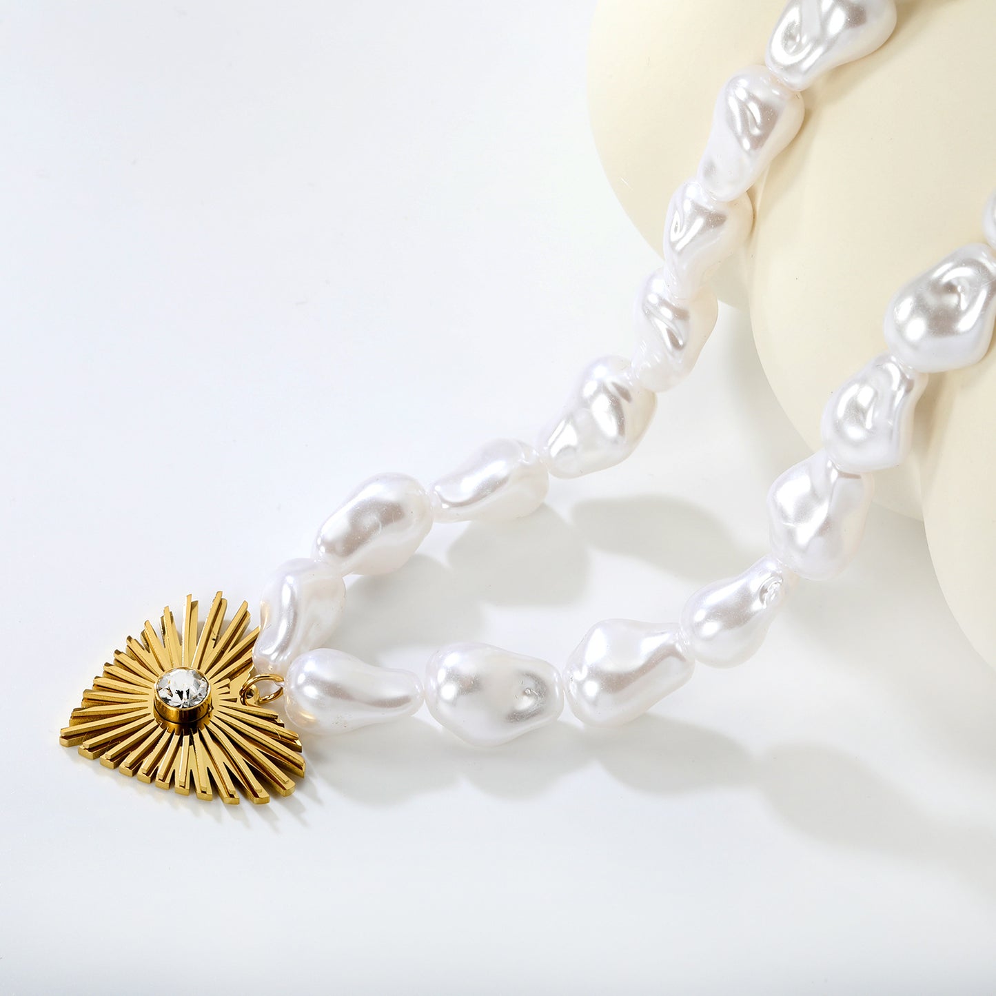 Waterproof 304L Stainless Steel Gold Heart Pearl Necklace