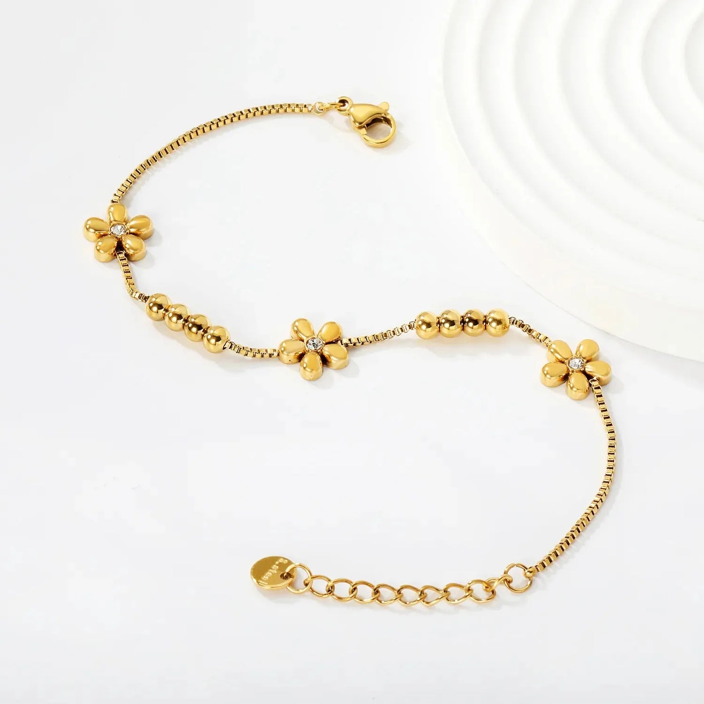 Wholesale 304L Stainless Steel Floral Bracelet Bulk - Gold Plated