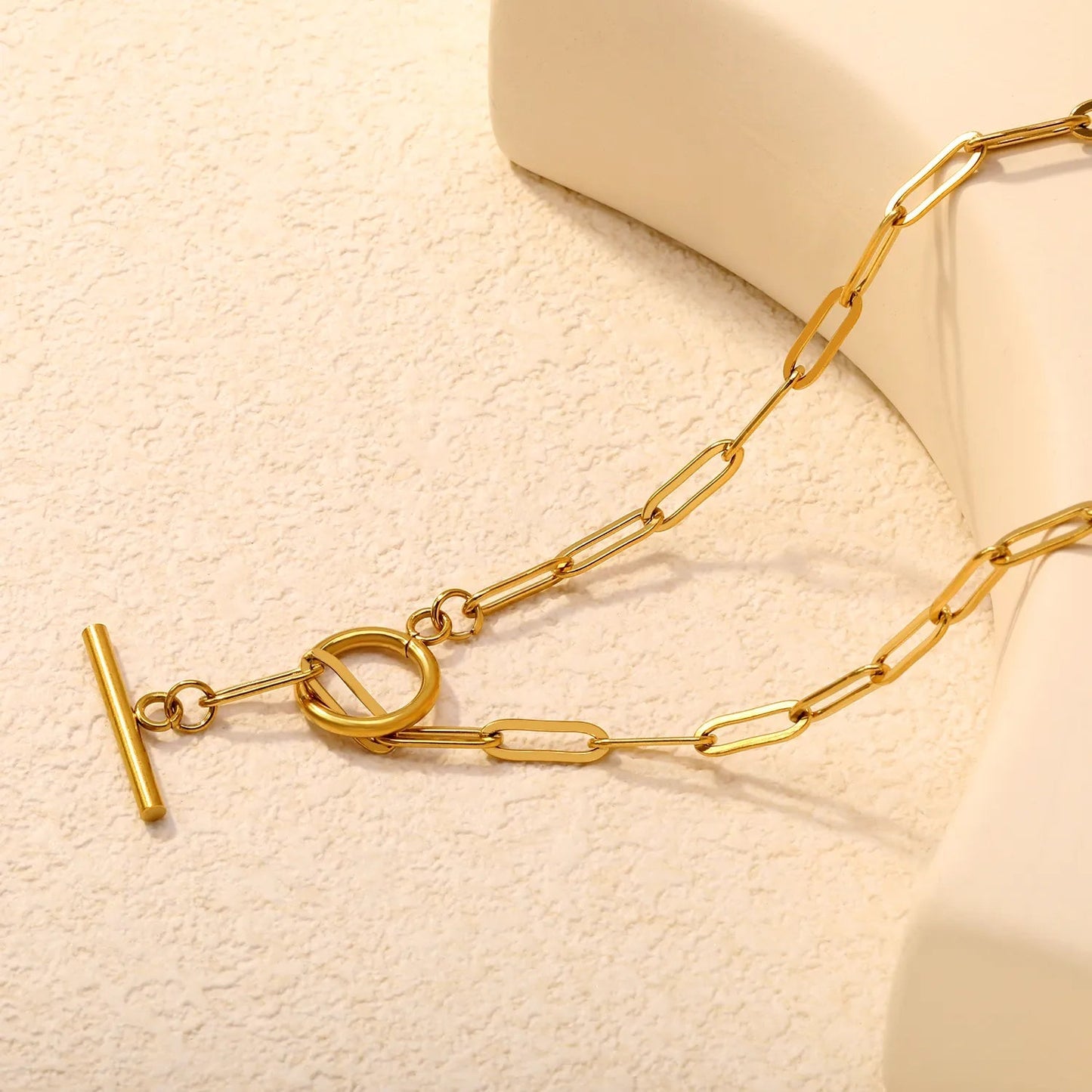 Bulk PVD Gold Stainless Steel 44cm OT Toggle Necklace Factory
