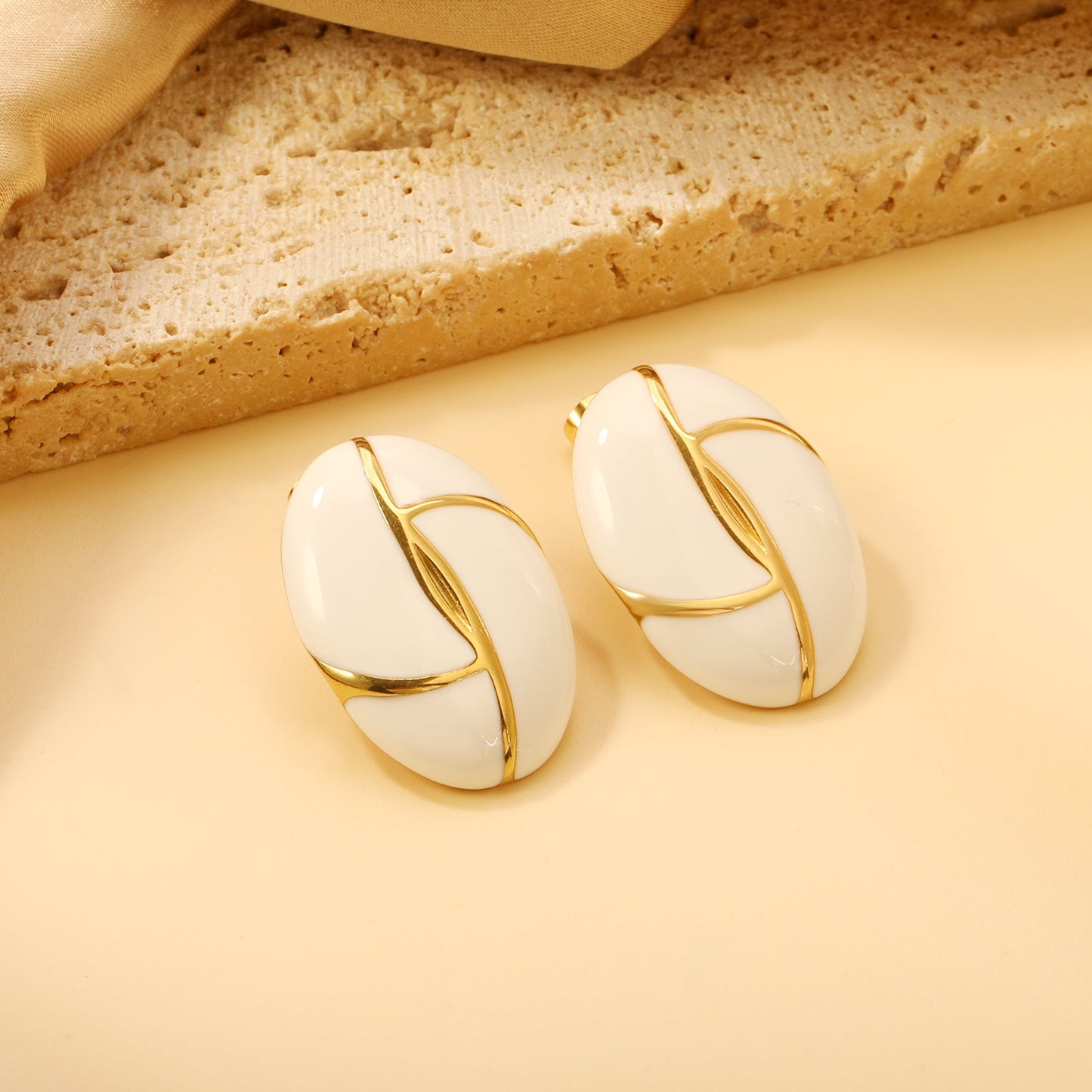 Bulk PVD Gold Stainless Steel French Checkered Enamel Jewelry