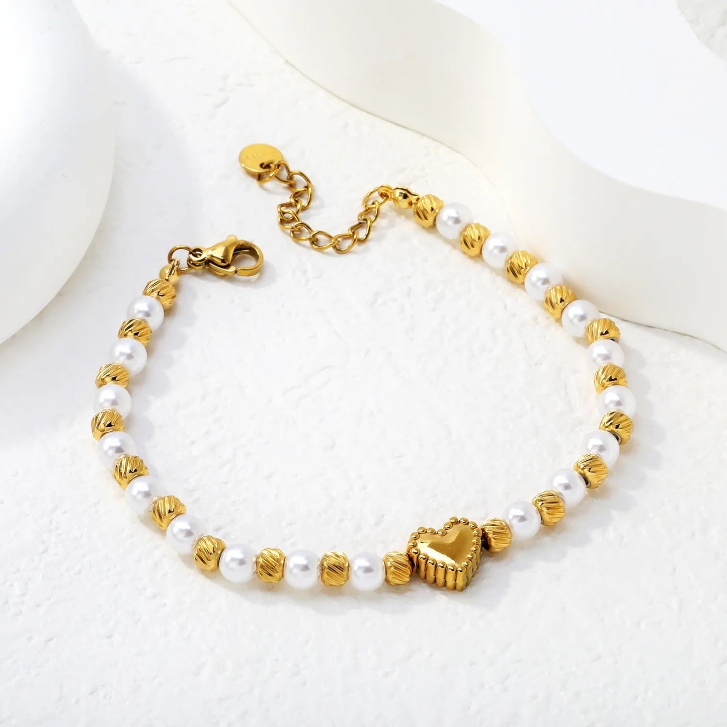French Style Pearl Beaded Stainless Steel Bracelet