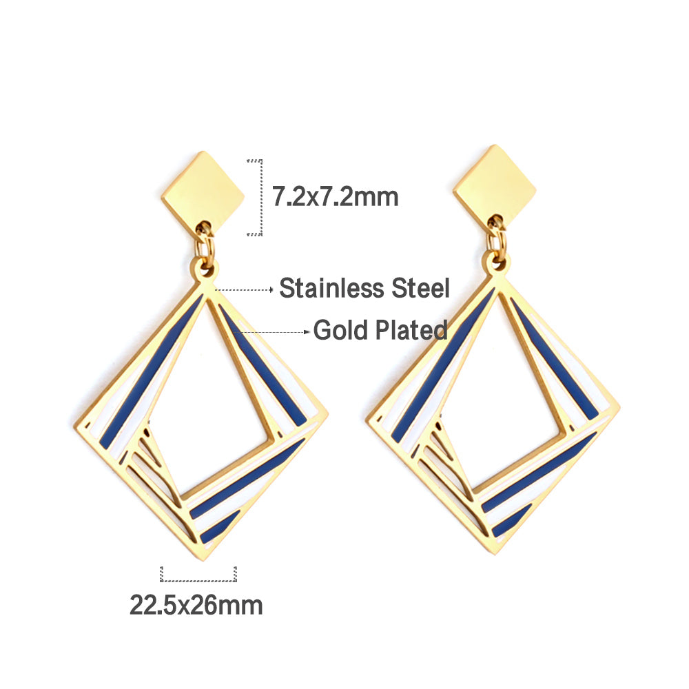 Bulk 18K Gold Geometric Diamond Hoop Earrings Modern Style