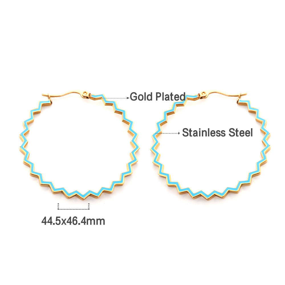 Bulk Zigzag Blue Green Trim Gold Stud Earrings for Fashion Distributors Vibrant Style