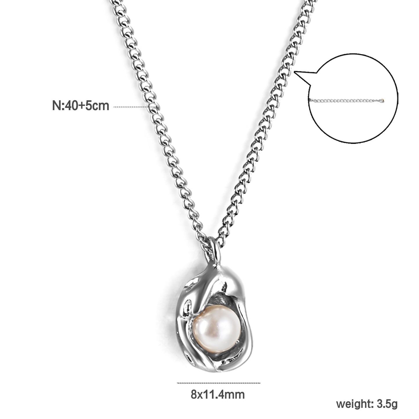 Wholesale Stainless Steel Gold Tone Pearl Enclosed Necklace Elegant Grace
