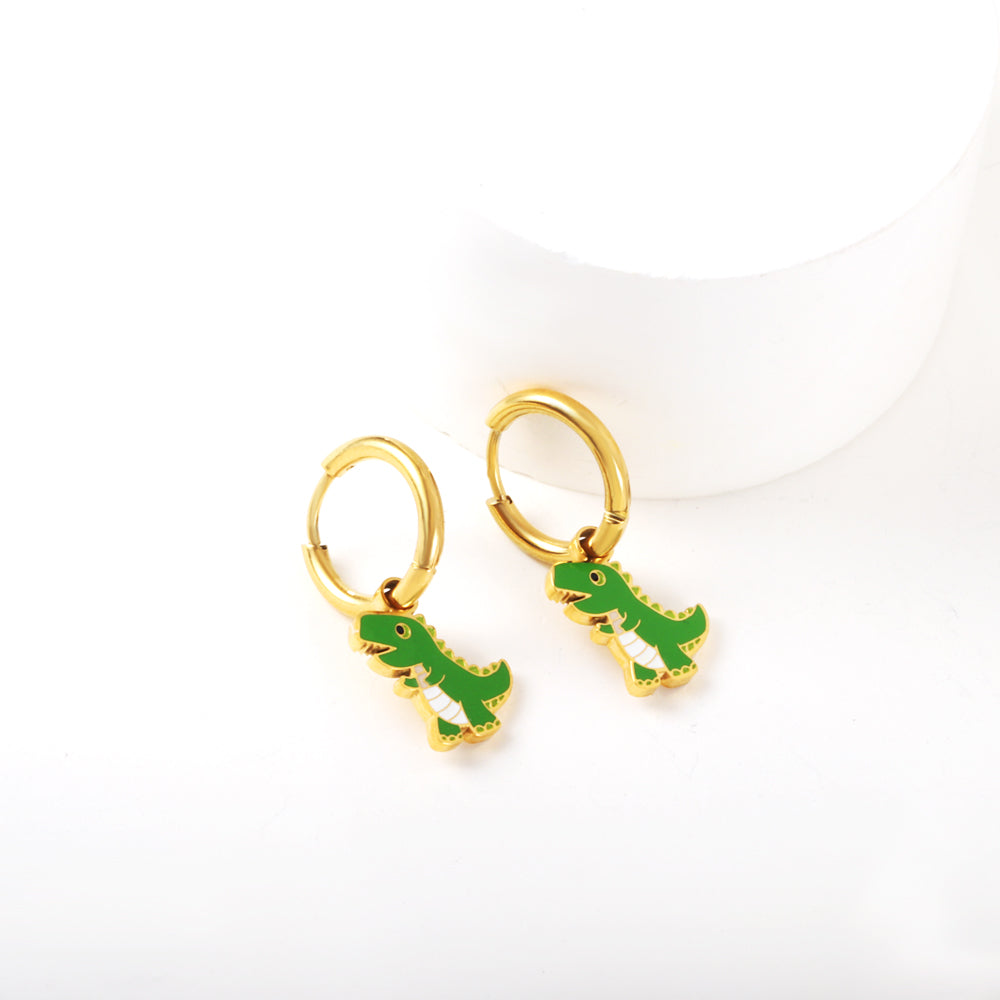 Wholesale 18K Gold Fun - filled Dinosaur Hoop Earrings