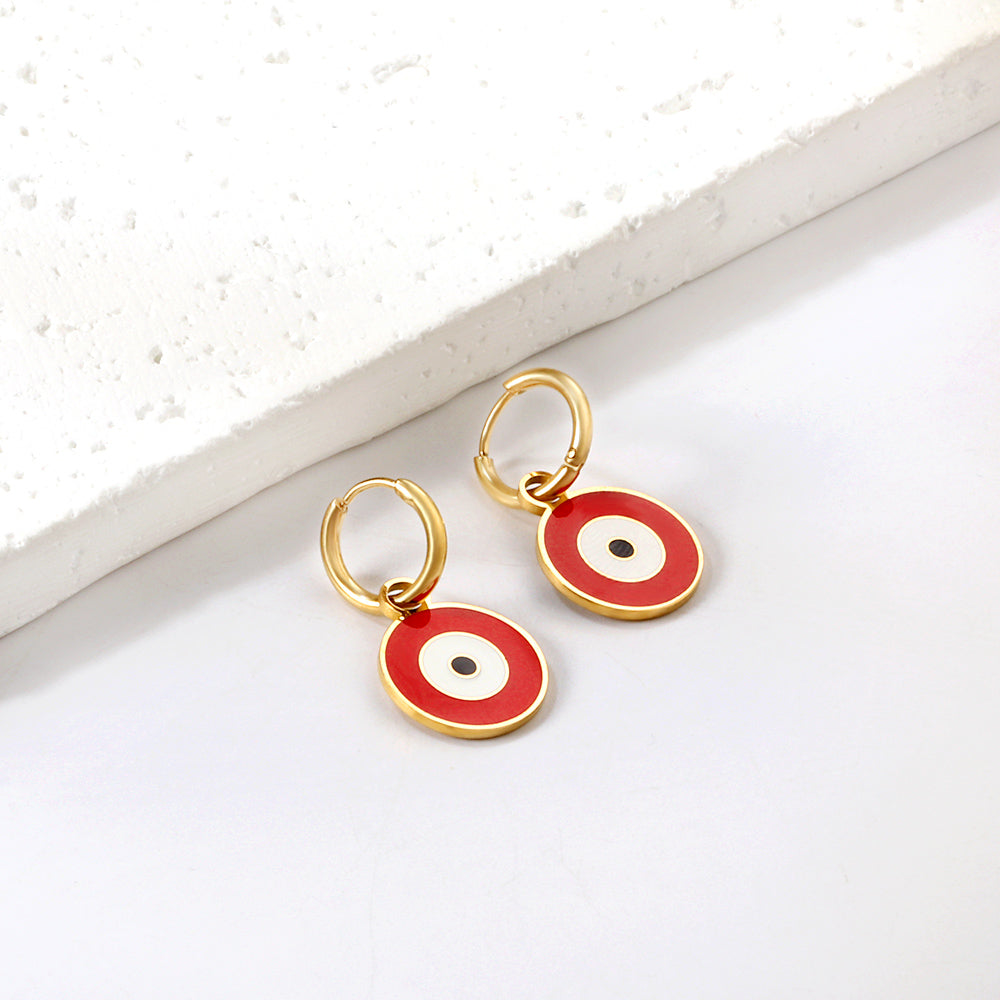 Wholesale 18K Gold Evil - eye Design Hoop Earrings Stylish Ornament