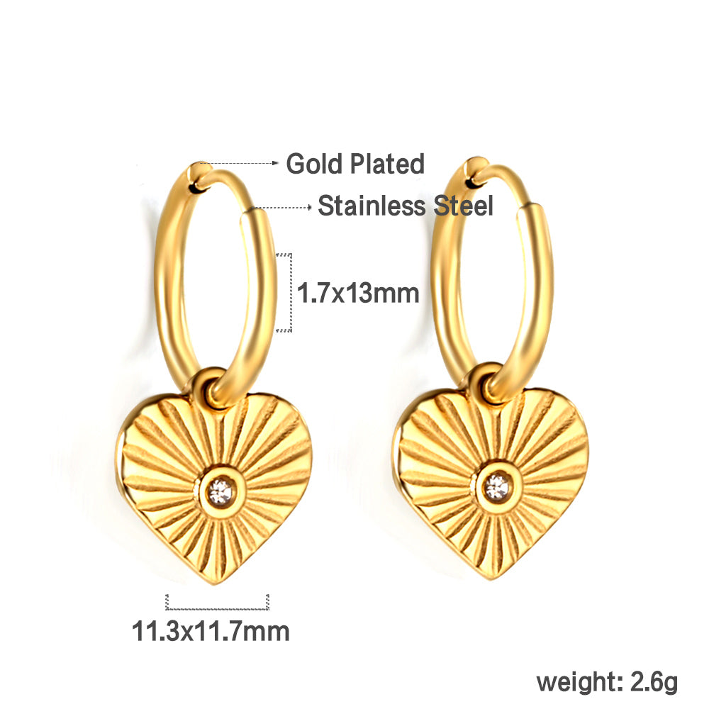 Wholesale 18K Gold Circle with Heart White Diamond Earrings
