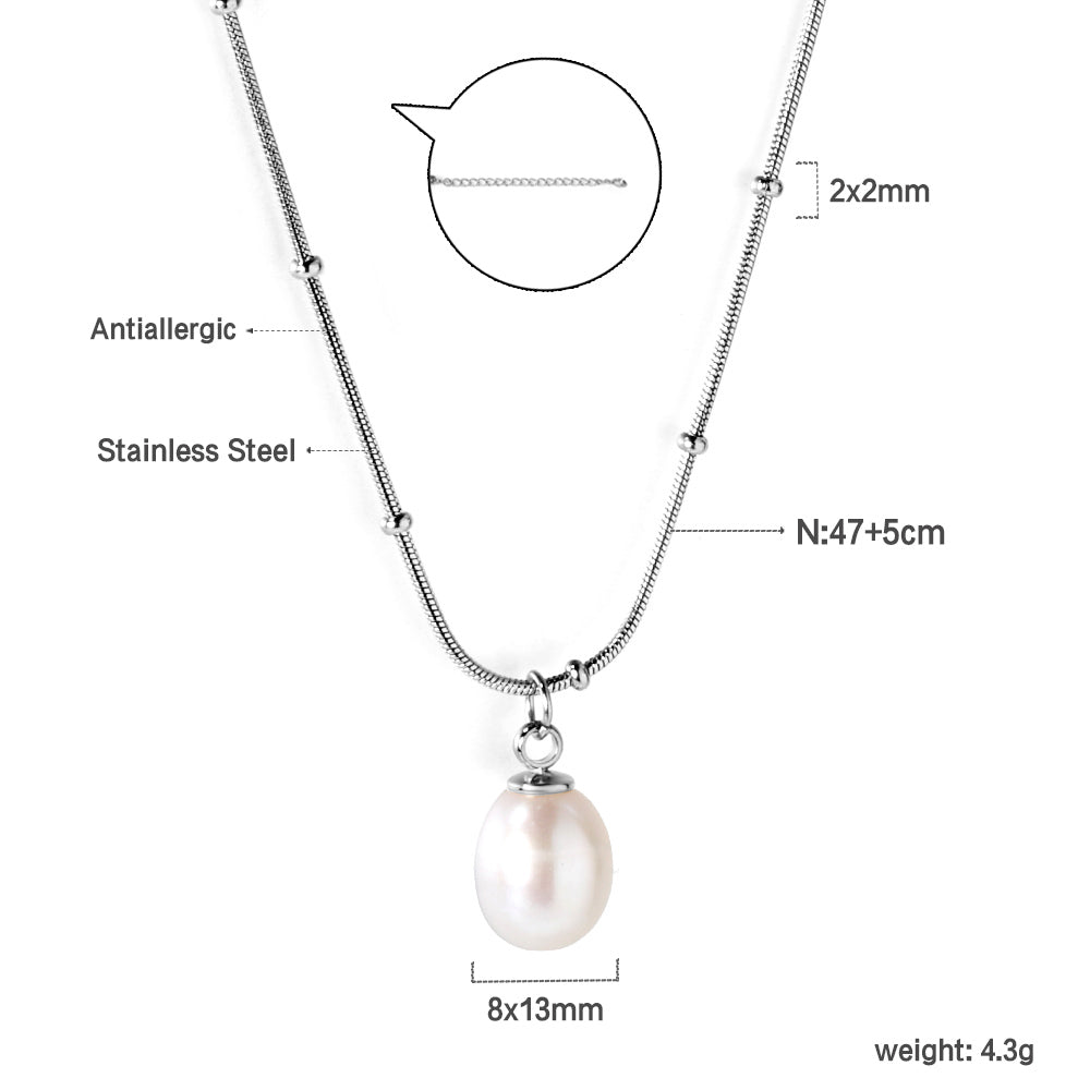 Wholesale Stainless Steel Gold Tone Single Pearl Necklace Minimalist Elegance