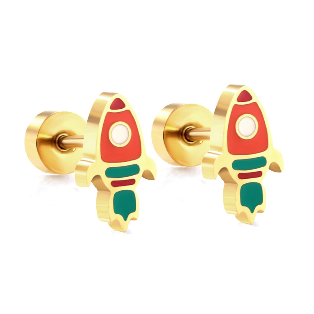 Bulk Rocket Stud Earrings Retro Futurism