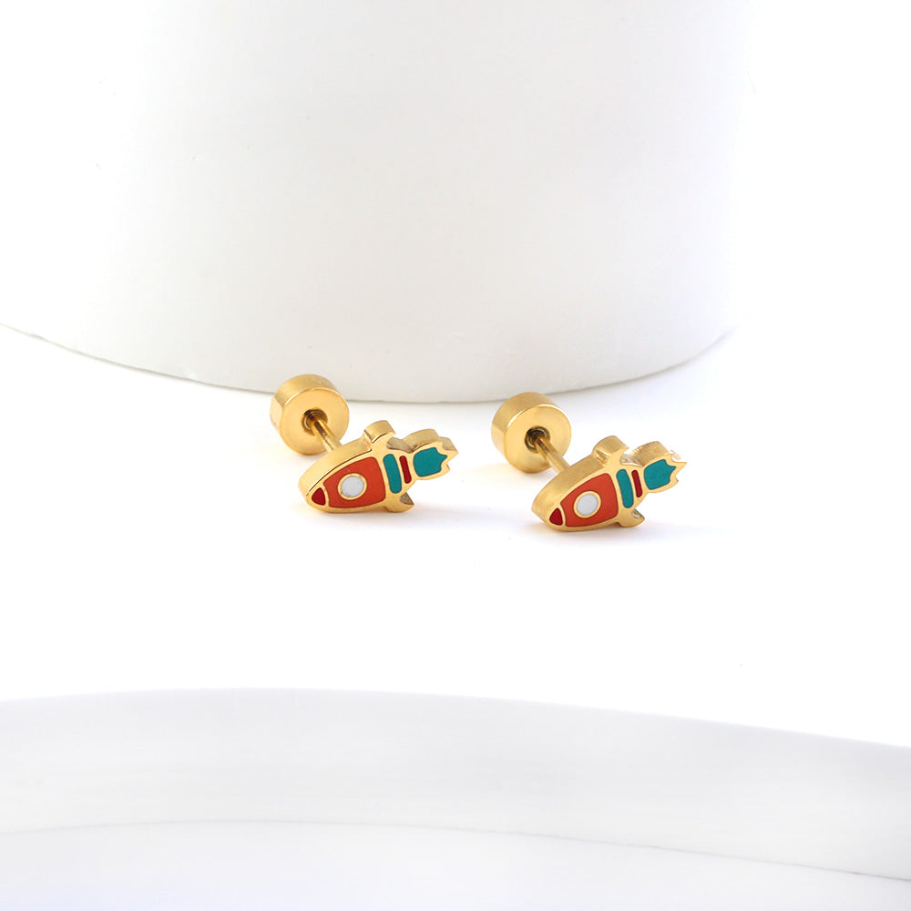 Bulk Rocket Stud Earrings Retro Futurism