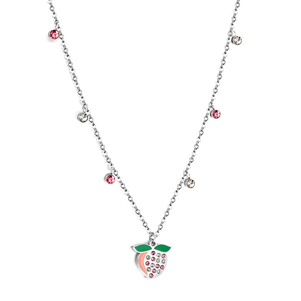 Bulk Gold Tone Strawberry Pendant Colorful Necklace Sweet Charm