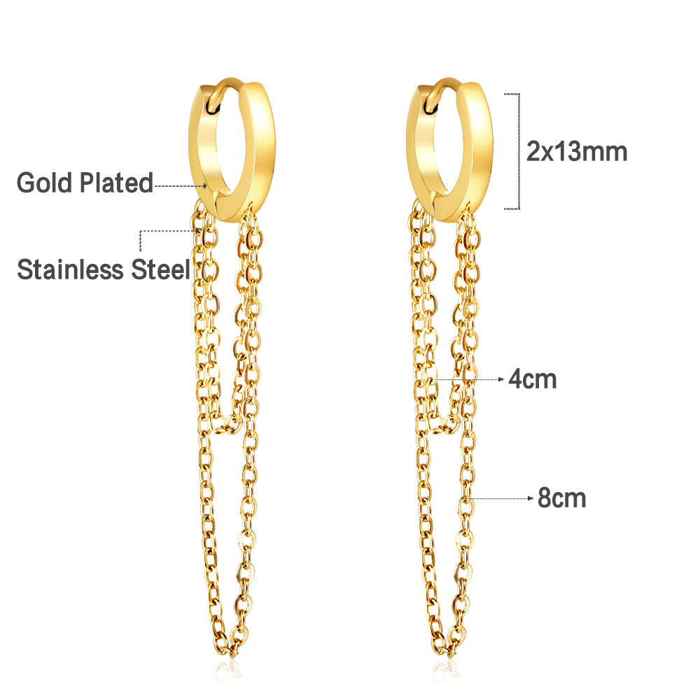 Bulk 18K Gold Elegant Chain Drop Hoop Earrings