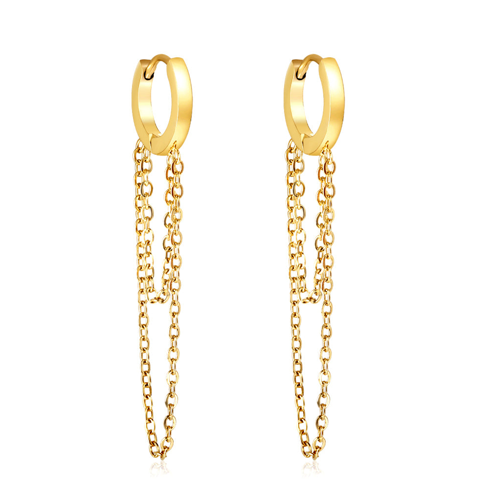 Bulk 18K Gold Elegant Chain Drop Hoop Earrings