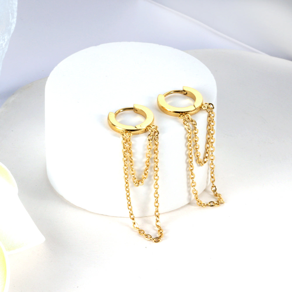 Bulk 18K Gold Elegant Chain Drop Hoop Earrings