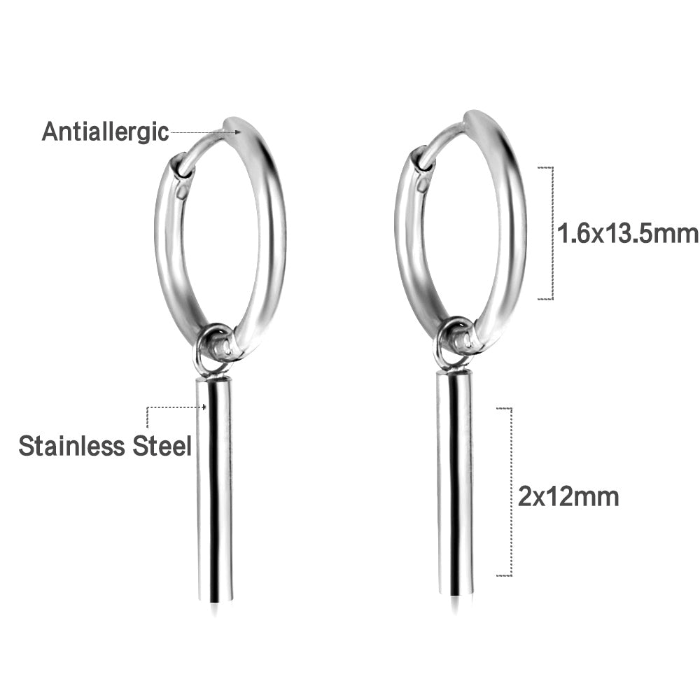 Wholesale 18K Gold Modern Bar Drop Hoop Earrings