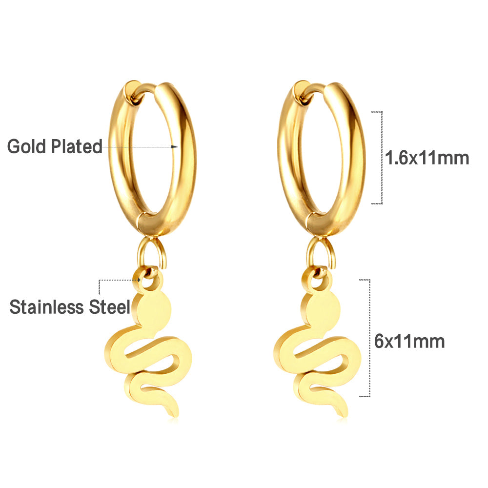 Wholesale 18K Gold Circle with Snake Stud Earrings