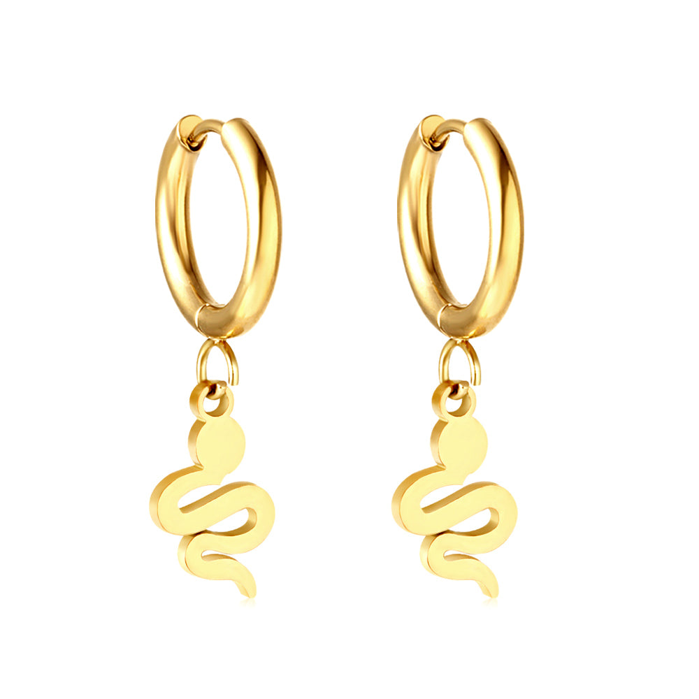 Wholesale 18K Gold Circle with Snake Stud Earrings