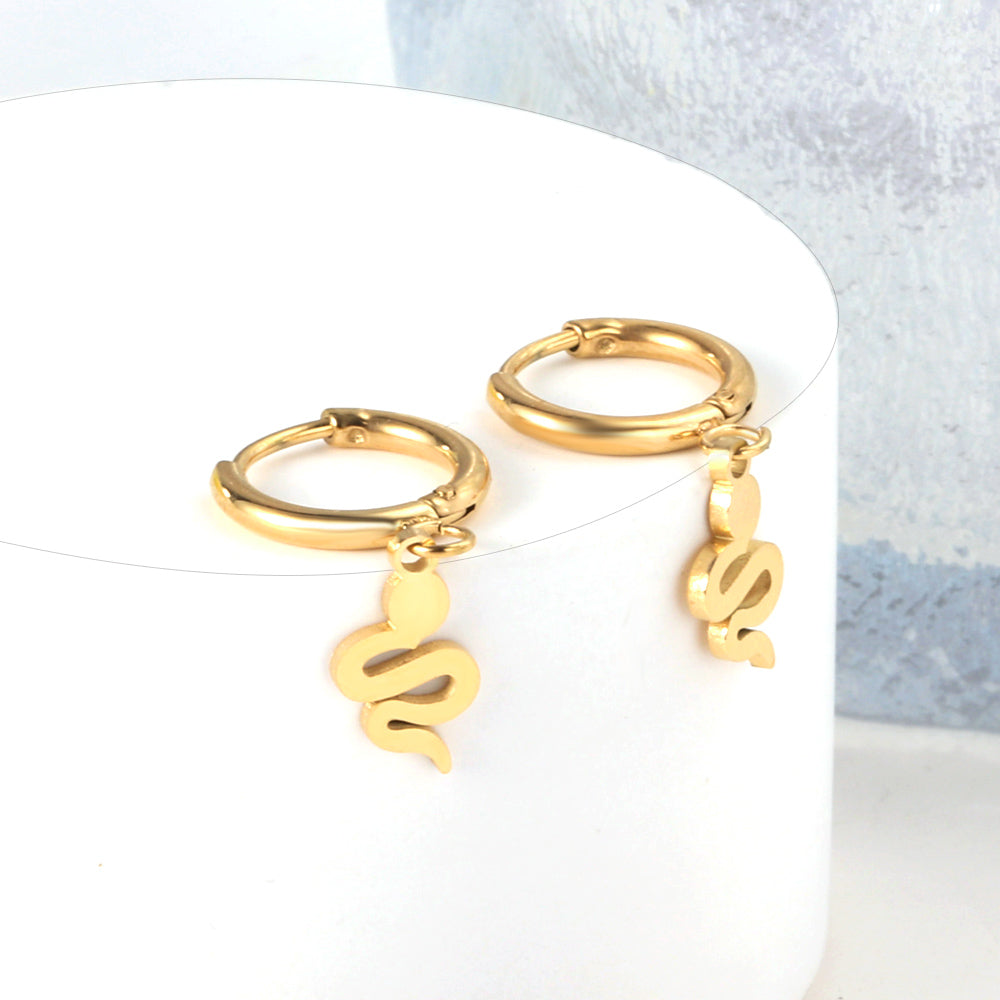 Wholesale 18K Gold Circle with Snake Stud Earrings