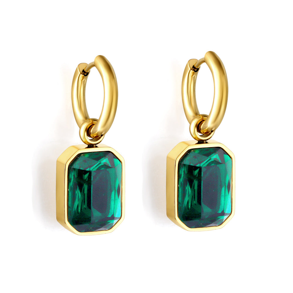 Wholesale 18K Gold Square - cut CZ Hoop Earrings Diverse Colors