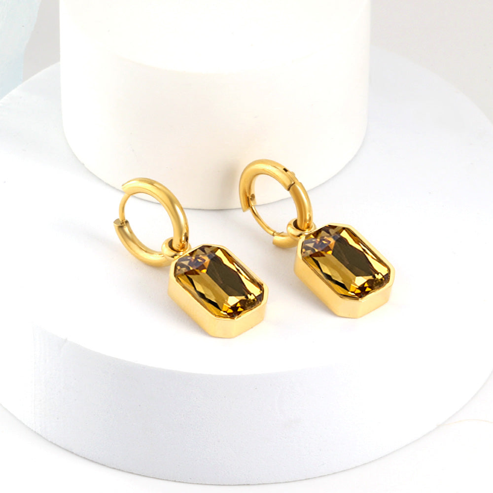 Wholesale 18K Gold Square - cut CZ Hoop Earrings Diverse Colors
