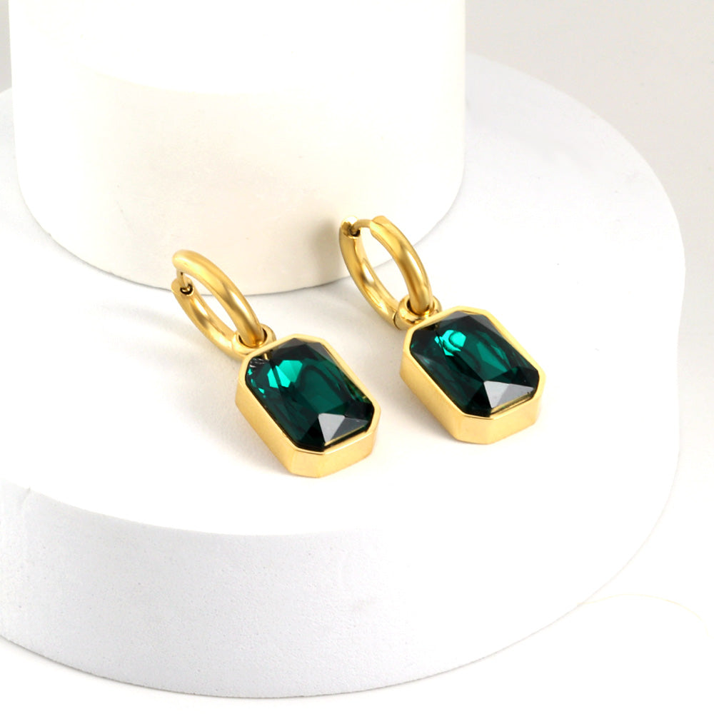 Wholesale 18K Gold Square - cut CZ Hoop Earrings Diverse Colors