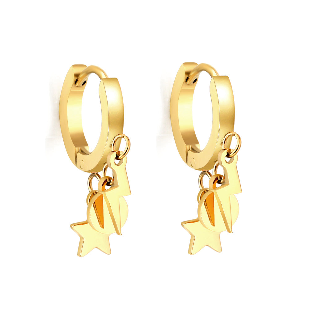 Bulk 18K Gold Star Dangle Hoop Earrings Hypoallergenic