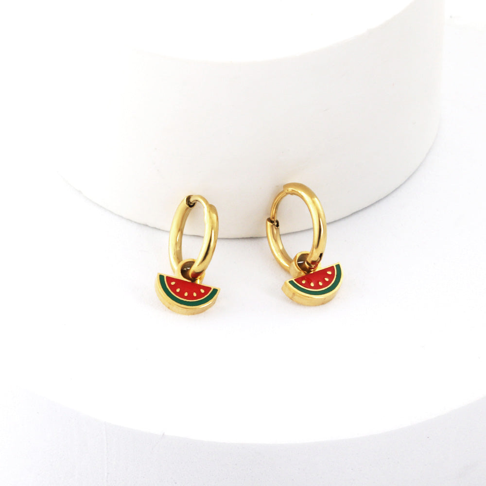 Wholesale 18K Gold Watermelon Hoop Earrings SGS Approved
