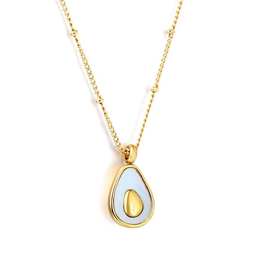 Bulk Stainless Steel Gold Tone Teardrop Mother - of - Pearl Pendant Necklace Elegant Grace