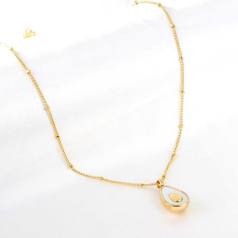 Bulk Stainless Steel Gold Tone Teardrop Mother - of - Pearl Pendant Necklace Elegant Grace