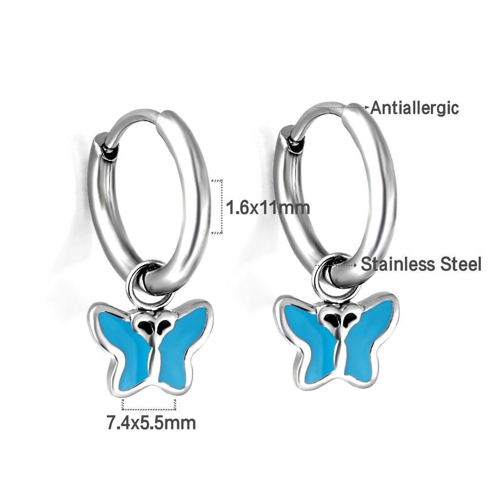 Wholesale 18K Gold Blue Bow Enamel Drop Earrings Silver - blue Style