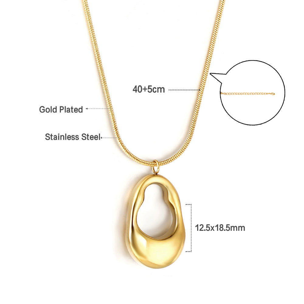 Wholesale 18K Gold Oval Pendant Necklace Modern Style