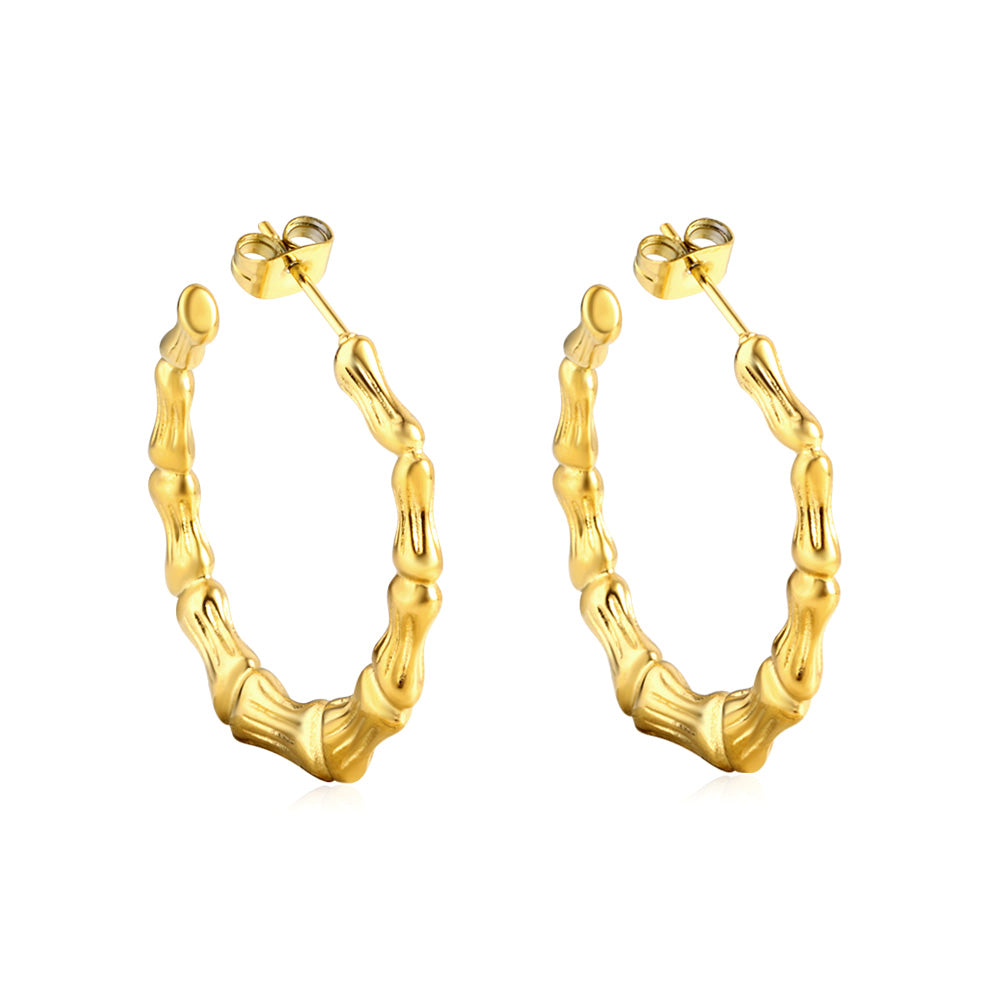 Wholesale Bamboo Textured Hoop Stud Earrings for Jewelry Retailers Natural Charm