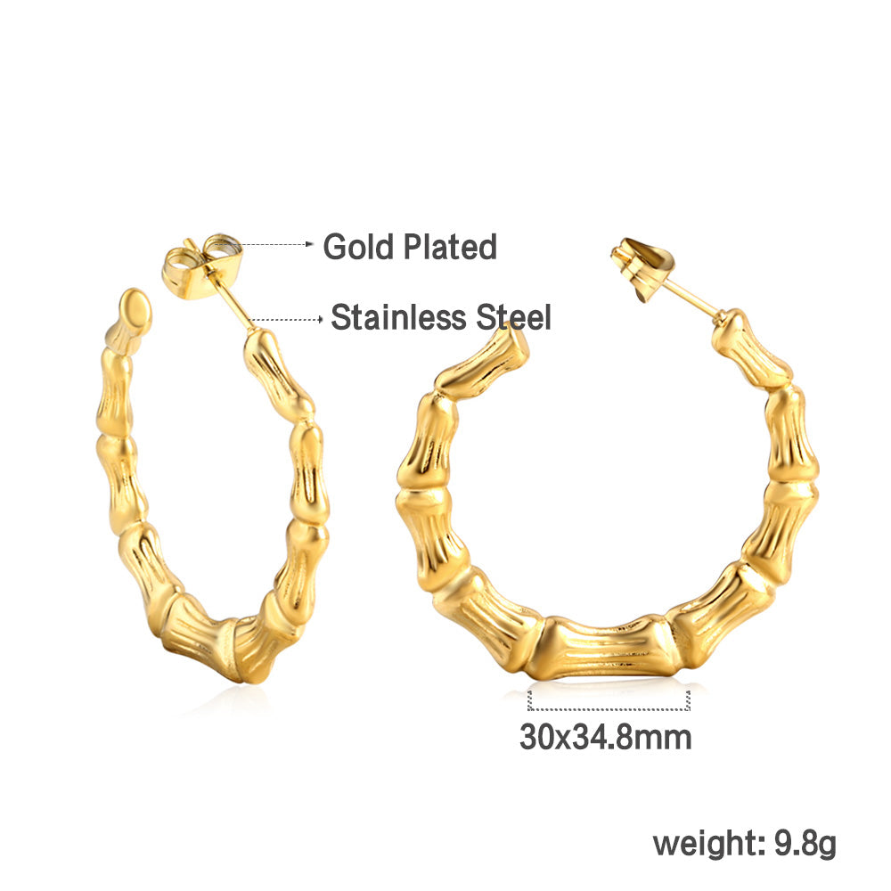 Wholesale Bamboo Textured Hoop Stud Earrings for Jewelry Retailers Natural Charm