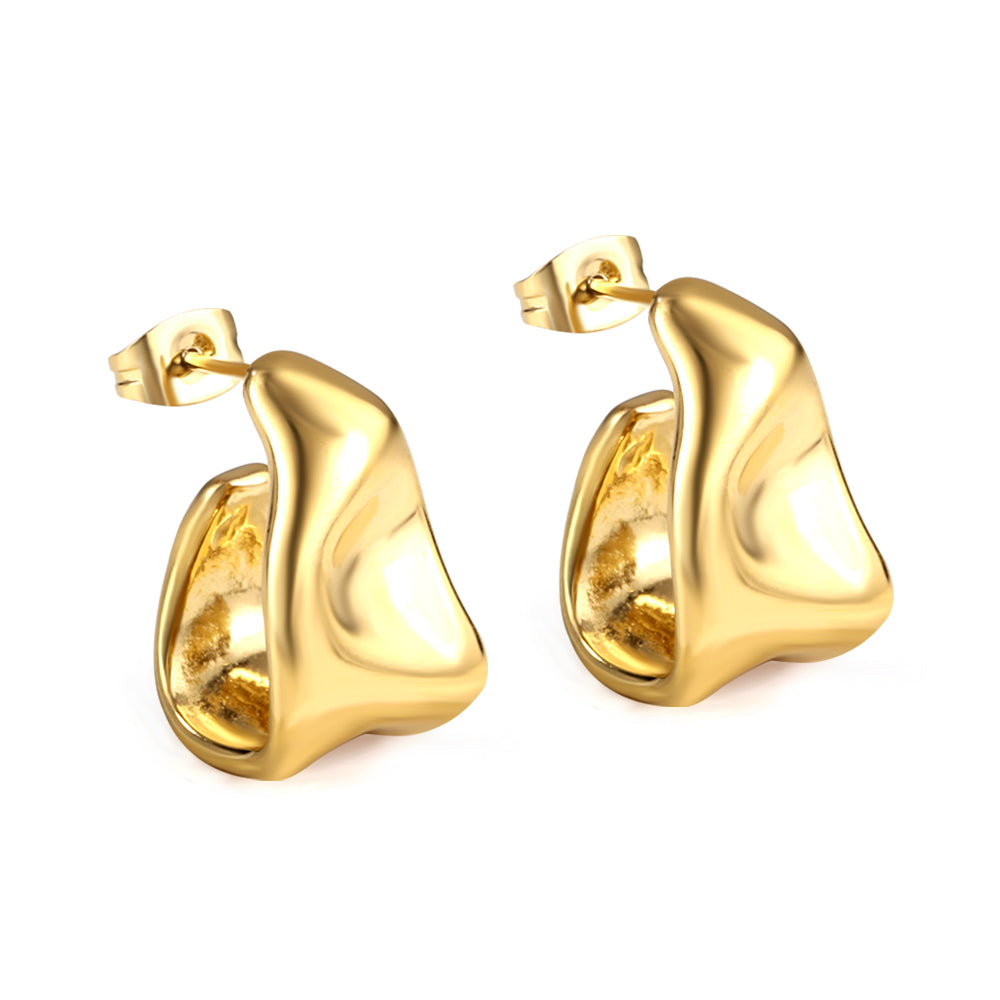 Wholesale 18K Gold Irregular Stud Earrings Modern Design
