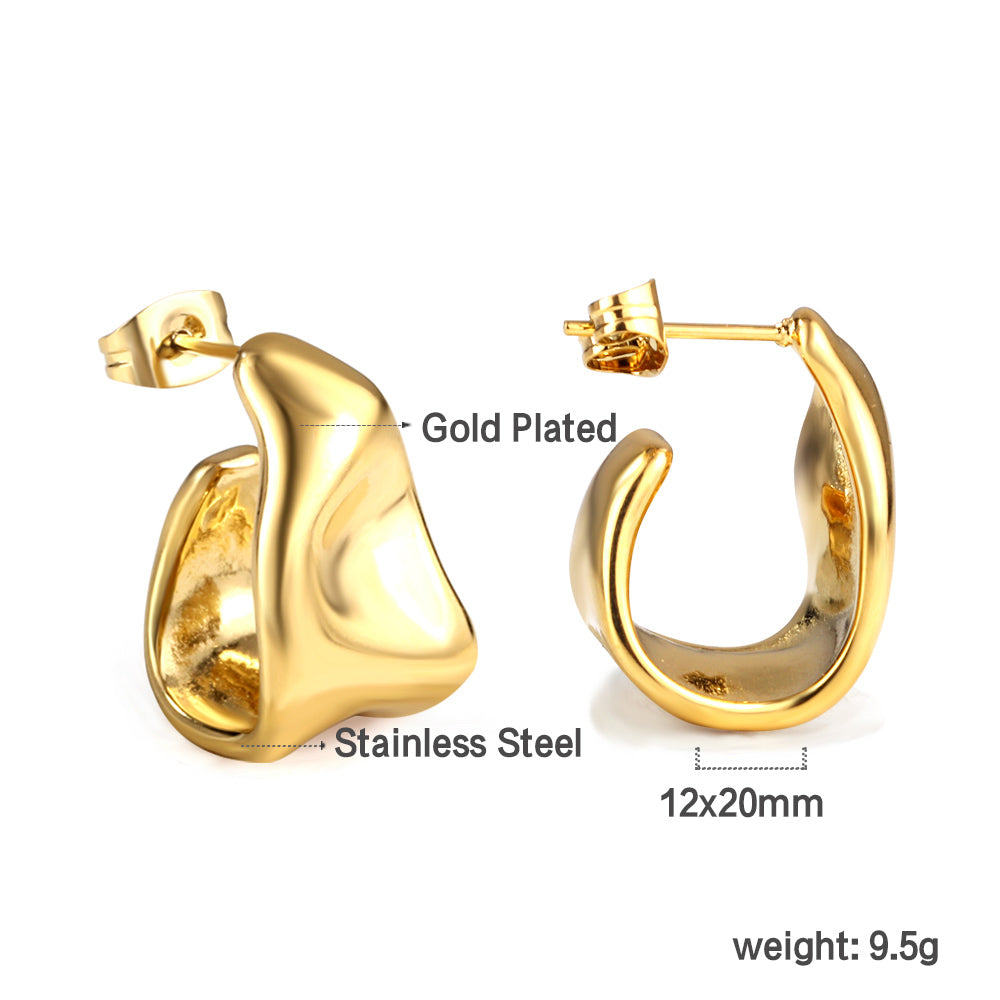 Wholesale 18K Gold Irregular Stud Earrings Modern Design