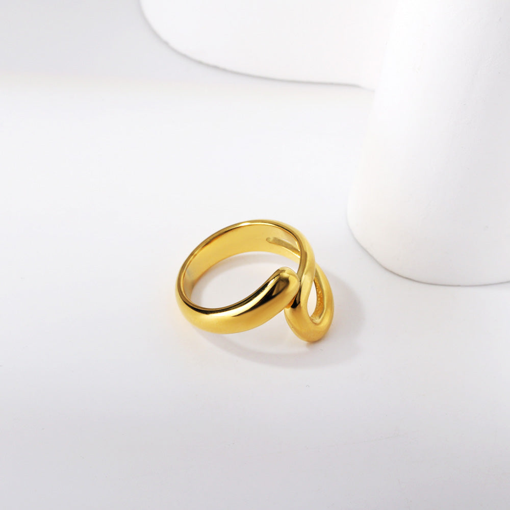 Wholesale 18K Gold Plated Fluid Wave Ring Asymmetric Curve Organic Modernist