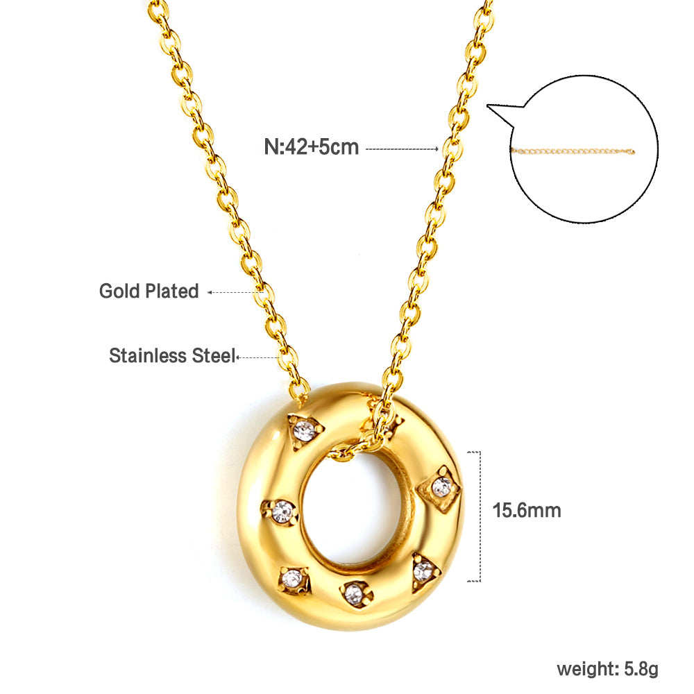 Wholesale 18K Gold Diamond - encrusted Ring Necklace Luxurious Style