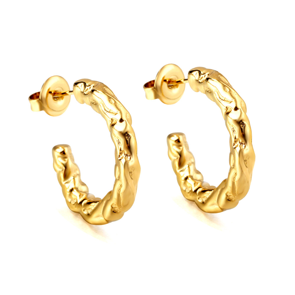Wholesale Wavy Texture Gold Earrings for Accessory Distributors Stylish Flair