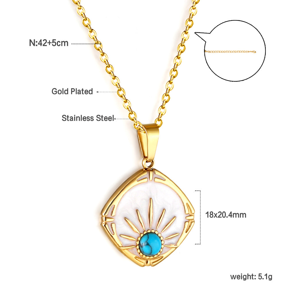 Wholesale 18K Gold Sun and Shell Necklace Beachy Style
