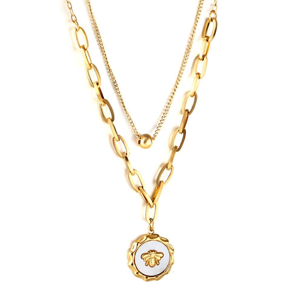 Wholesale 18K Gold Double - chain Heart Necklace Fashionable Style