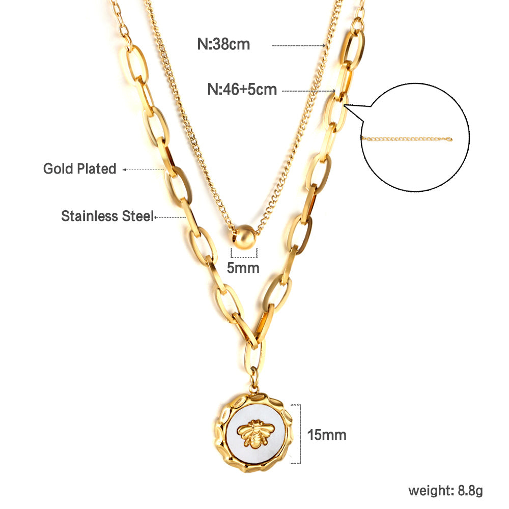 Wholesale 18K Gold Double - chain Heart Necklace Fashionable Style