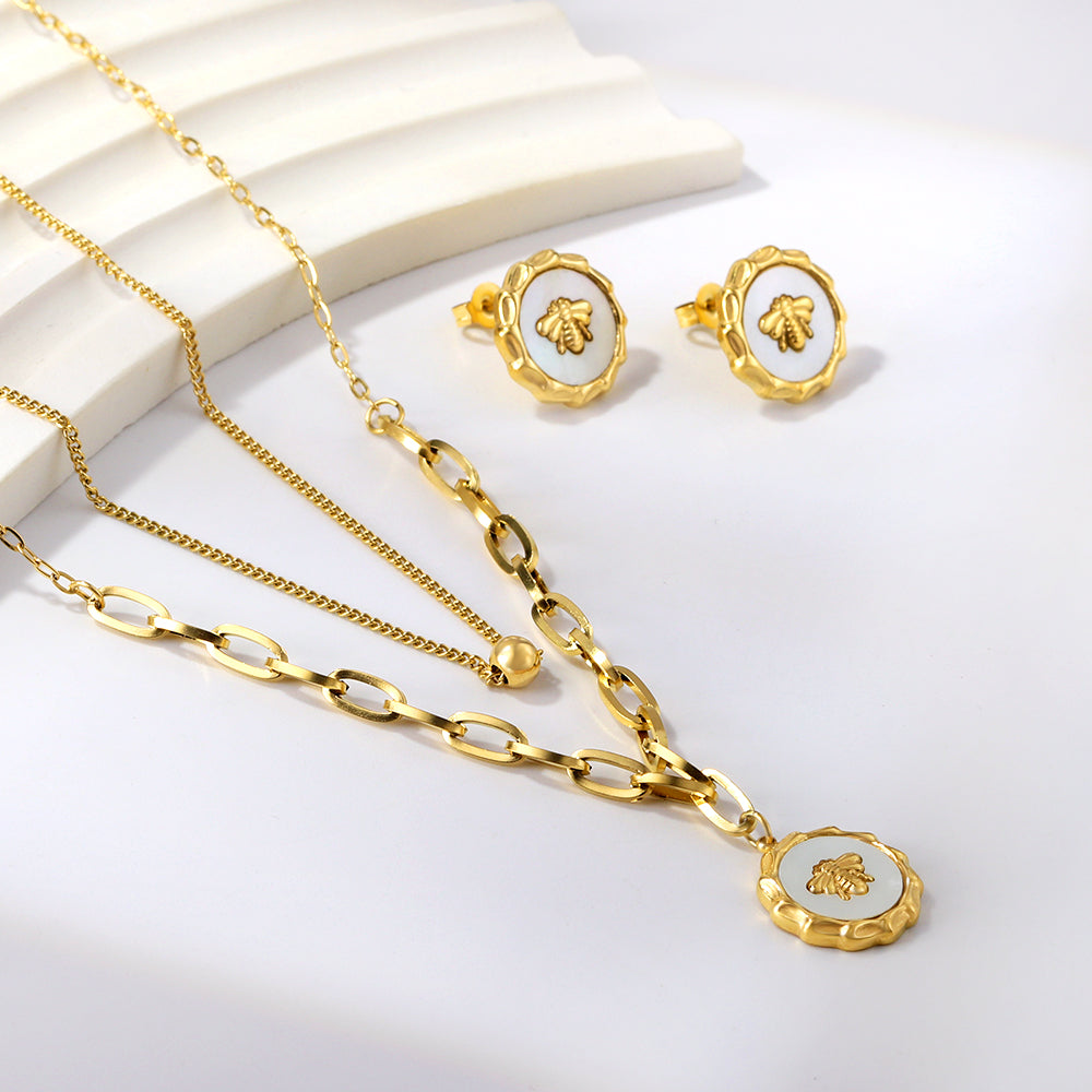 Wholesale 18K Gold Double - chain Heart Necklace Fashionable Style