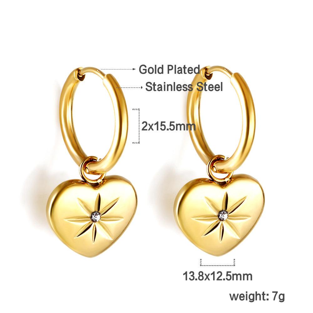 Bulk 18K Gold Heart - star Hoop Earrings Lovely Design