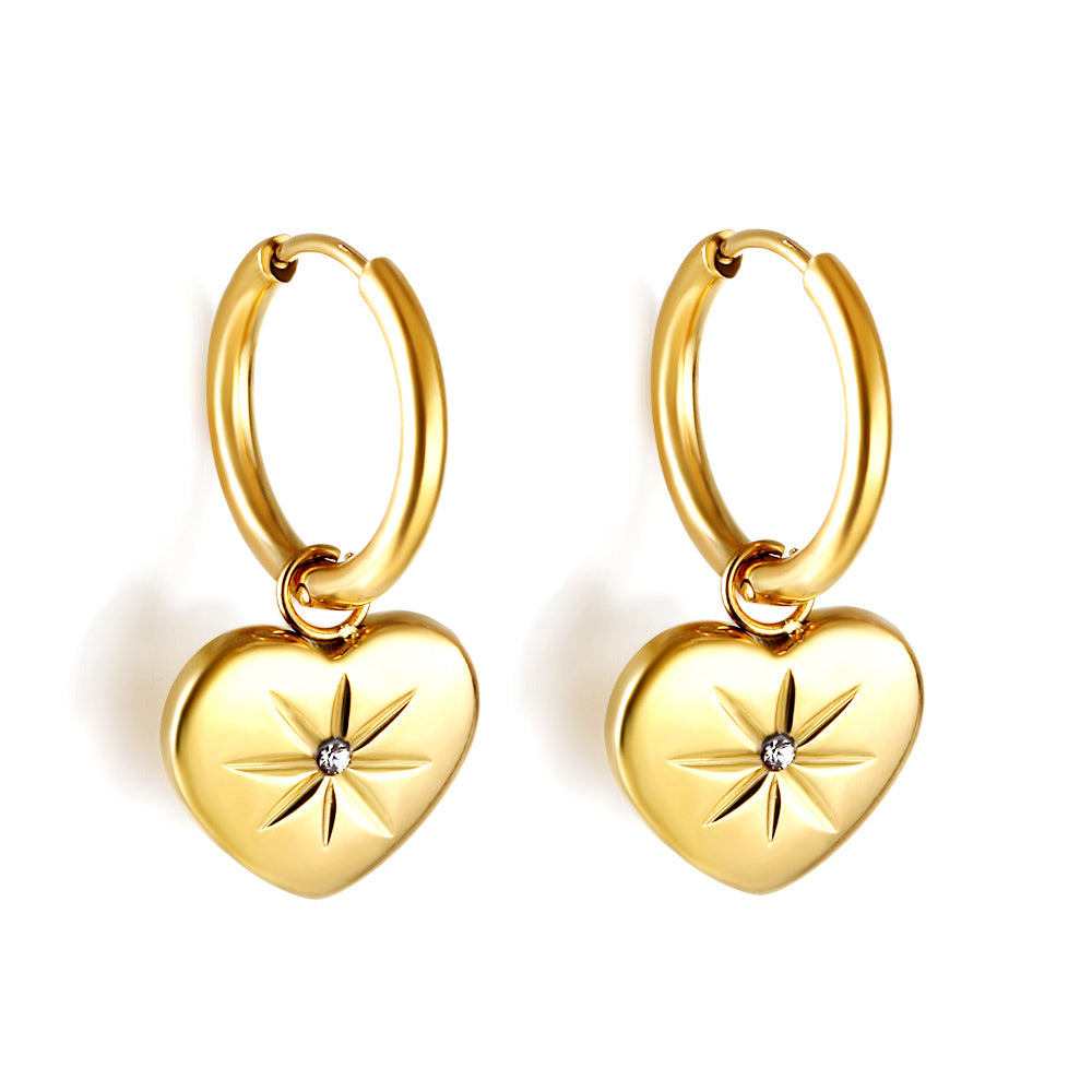 Bulk 18K Gold Heart - star Hoop Earrings Lovely Design