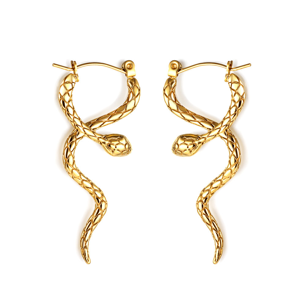 Wholesale 18K Gold Snake - shaped Earrings Trendy Fashion