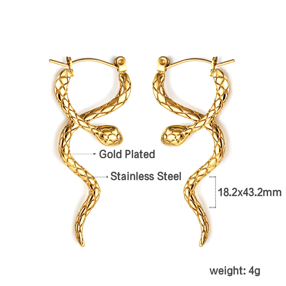Wholesale 18K Gold Snake - shaped Earrings Trendy Fashion